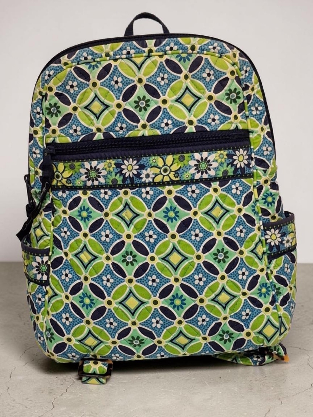 Vera Bradley Quilted Floral Geometric Backpack - Blue & Green